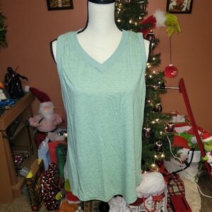 Women's Sleeveless V-Neck Top - Light Green